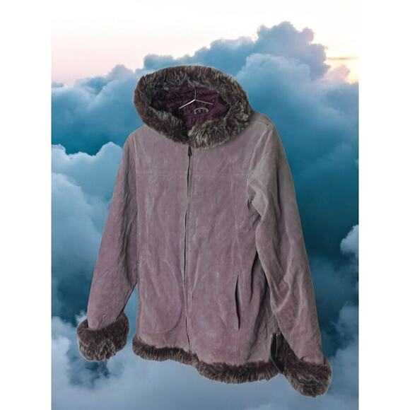 New with Tags Adler Collection 100% Leather Faux Fur Hood Coat SZ M - Picture 10 of 16